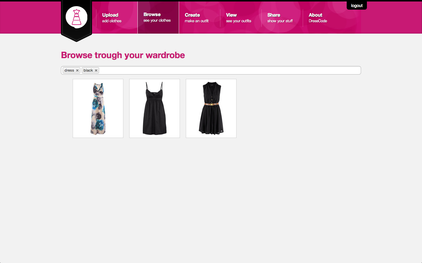 screenshot browsing tags dress and black of the web project dresscode