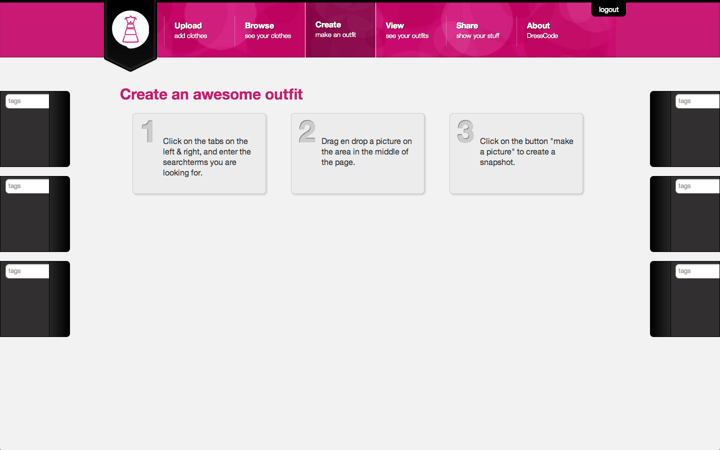 screenshot create of the web project dresscode