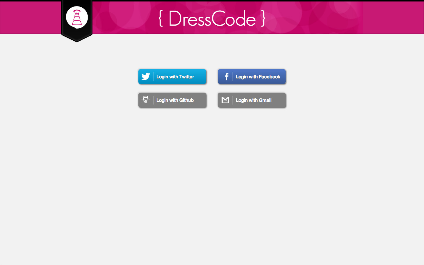 screenshot login of the web project dresscode