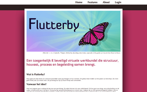 screenshot of the web project flutterby
